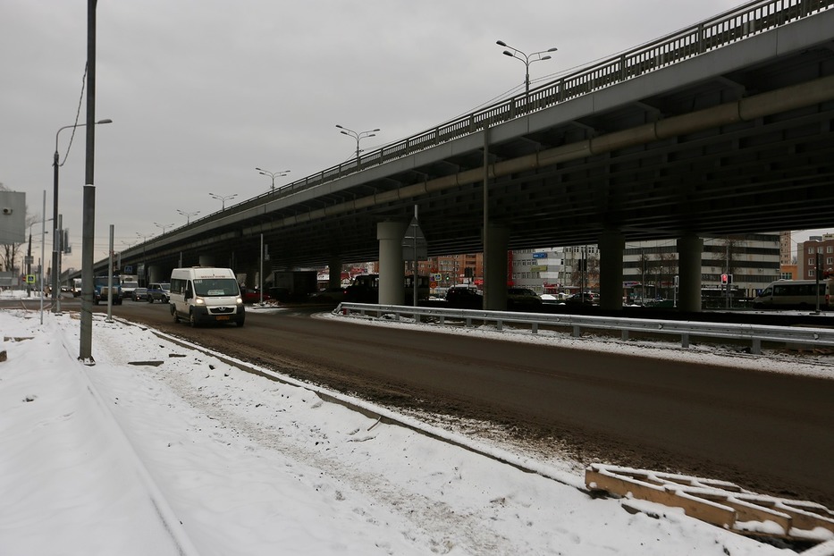 Строительство эстакады в Балашихе на Горьковском шоссе.