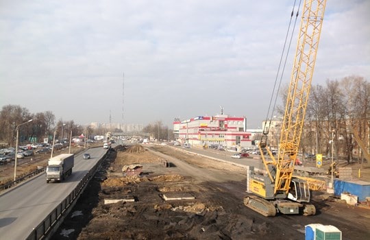 Строительство эстакады в Балашихе на Горьковском шоссе.